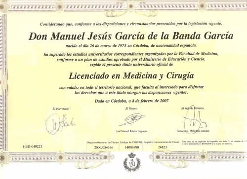 Ti�?­tulo Medicina General y Cirugia